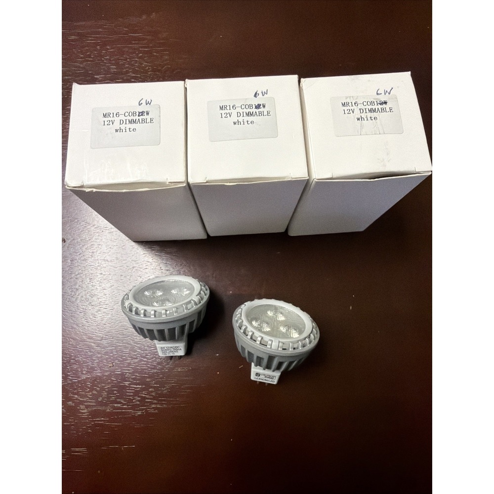 Feit Electric Lot of 5 6W LED 12v GU5.3 Base. 50/60hz. 300 Lumens *read
